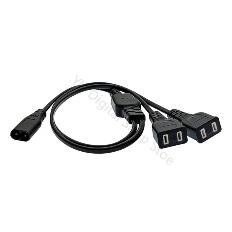 96BA Desk Cable Management Power Splitter Cord, 60 Split Wire with 8-Shape Input, Two Output Ends, and Molded Strain Relief for