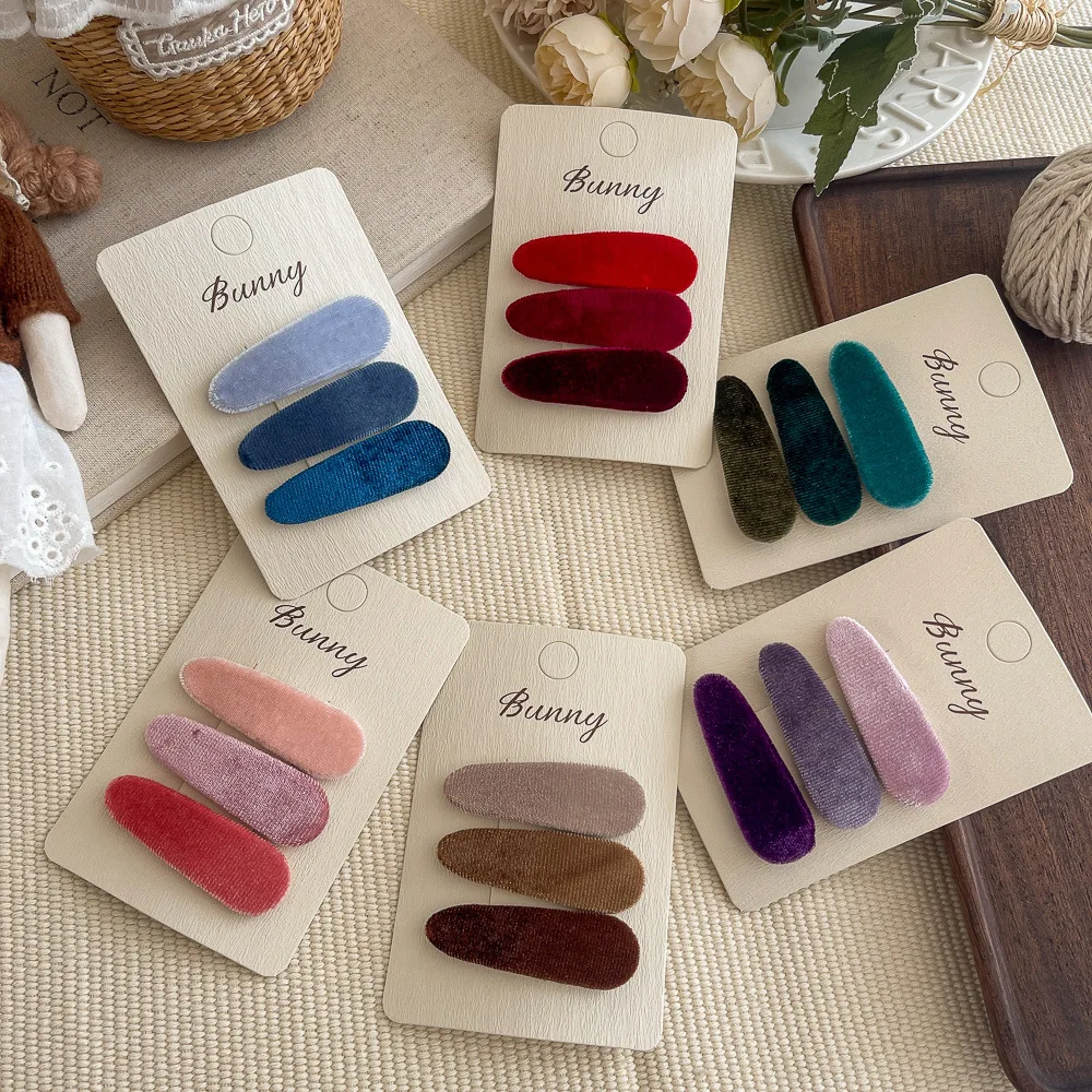 

3pcs/lot Velvet Water Drop BB Clip Children's Hairpin Kids Hair Clip Bangs Side Clip Girl Headwear Hair Accessories Headdress