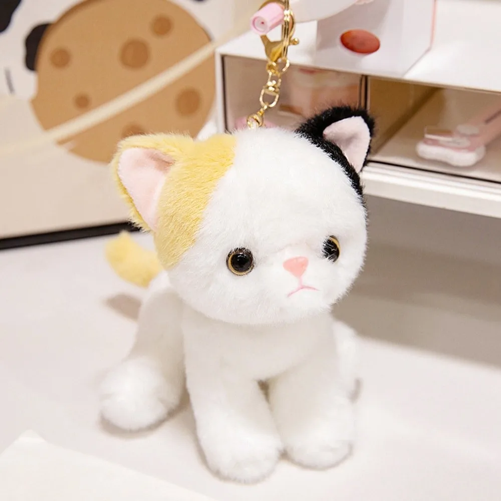 New Realistic Kitten Shape Cat Keychain Furry Soft Cat Cute Sitting Cat Cat Bag Charm Backpack Accessories