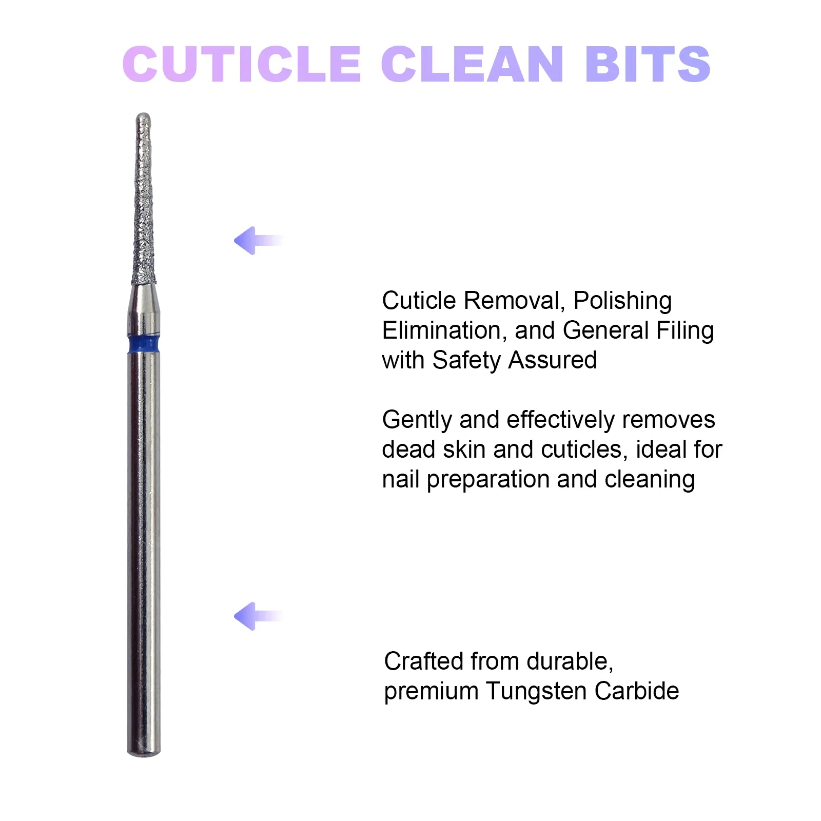 Set di 10 Punte Diamantate per Trapano per Unghie, Fresa Diamantata per Manicure 3/32\", Lima Elettrica per Unghie, Strumento per Rimozione Cuticole