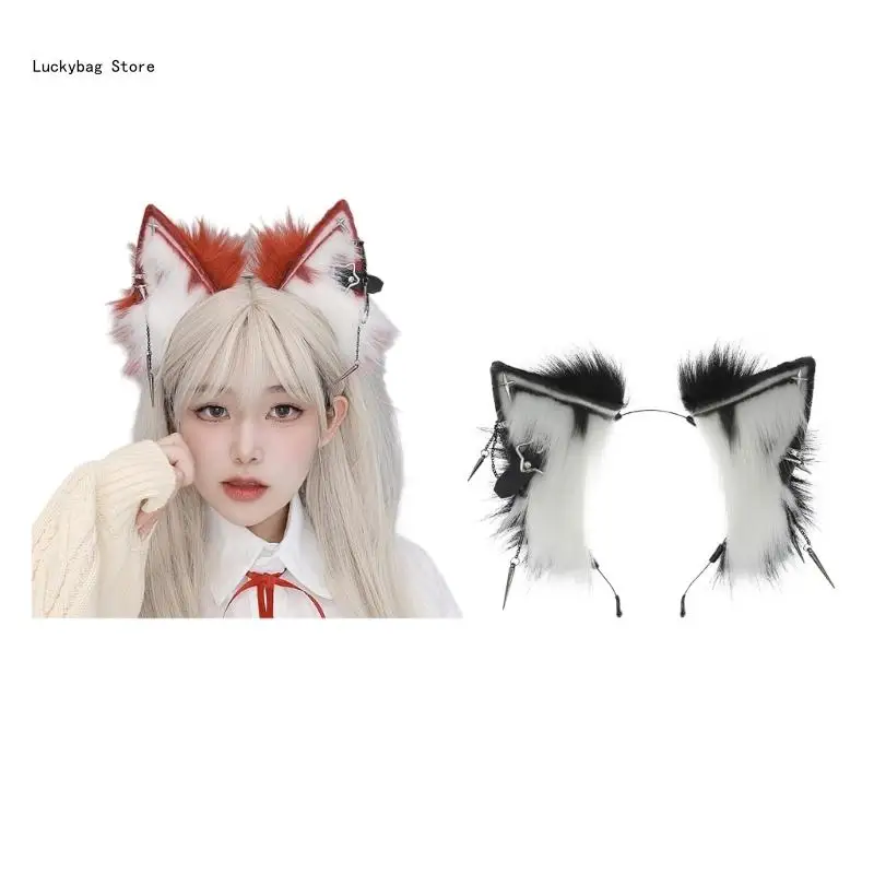 

Cartoon Wolf Headband with Dangle Jewelry Decors Adult Punk Cosplay Headband