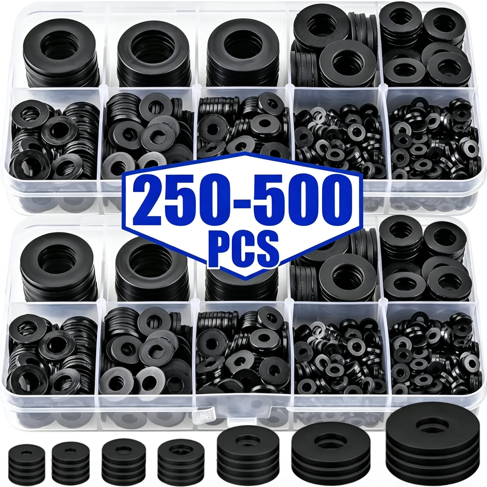 500/250 Pieces Nylon Anti-loosening Wear-resistant Flat Washers, Sealing Gaskets for Bolts Bicycle and Plumbing Fittings
