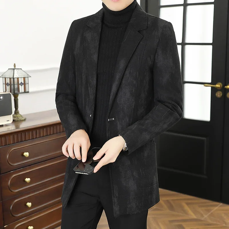 

Fashionable And Trendy Woolen Coat Jacket For Autumn And Winter Men's Woolen Overcoat Mid-Length Regular Korean Style Coat