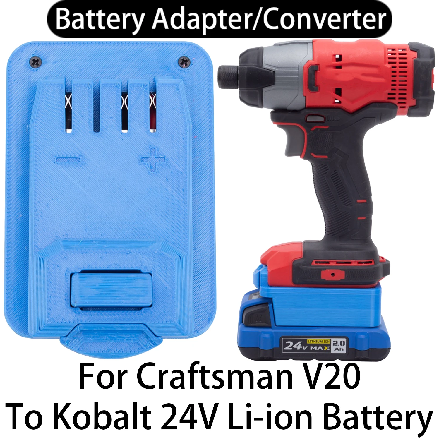 

Адаптер-переходник для литий-ионных инструментов Craftsman V20 в адаптер-переходник для литий-ионного аккумулятора Kobalt 24 В, аксессуар KB 224-03