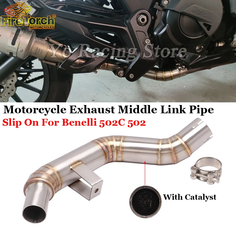 

Slip On For Benelli 502C 502 Motorcycle Exhaust Escape Modified Stainless Steel Middle Link Pipe Moto Muffler Connecting Tube