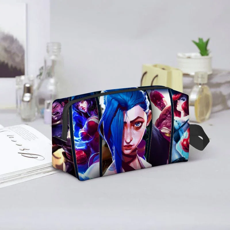 

League of Legends Arcane Season 2 Print Cosmetic Bags for Girl Jinx Makeup Case Make Up Organizer Pouch Home Travel Toiletry Bag