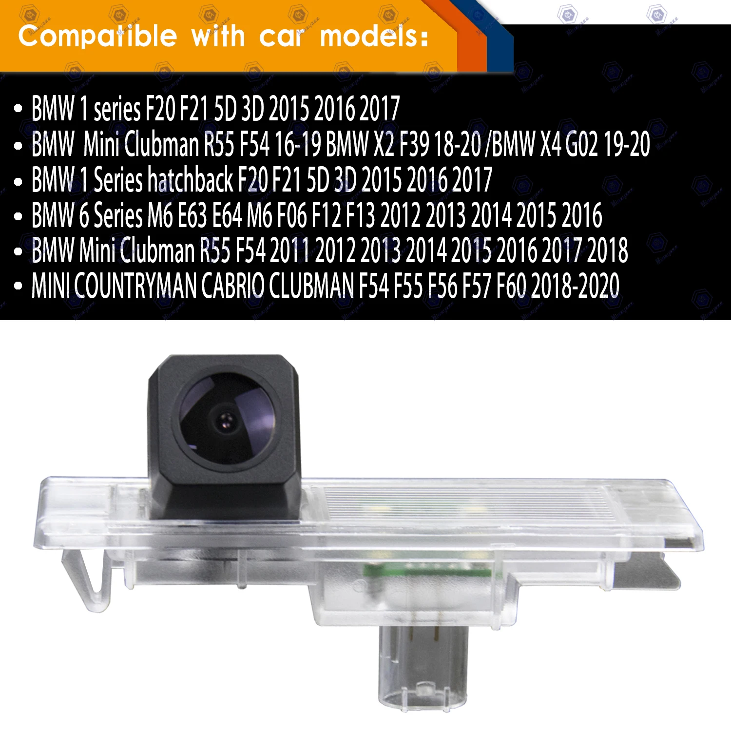 HD 1280x720p Reversing Camera Rear View Camera for BMW 1er 6er M6 E63 E64 M6 F06 F12 F13 F20 F21 Mini Clubman R55 F54 2016-2018