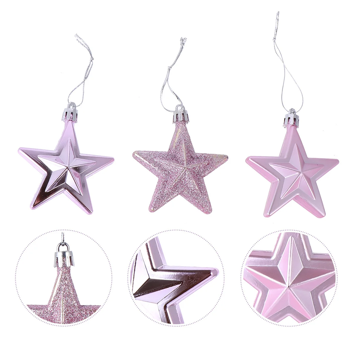

18Pcs High Quality Plastic Christmas Tree Star Decor Hanging Ornaments Festive Xmas Decor Home Office Holiday Decoration