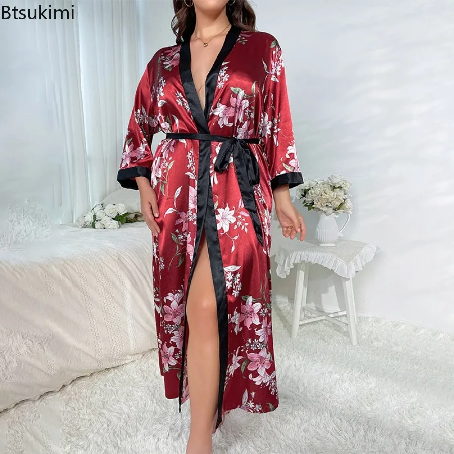 2025 Women's Summer Fashion Casual Loose Leopard Print Sleepwear Long Imitation Silk Sexy Nightgown for Women XL-5XL Large Size