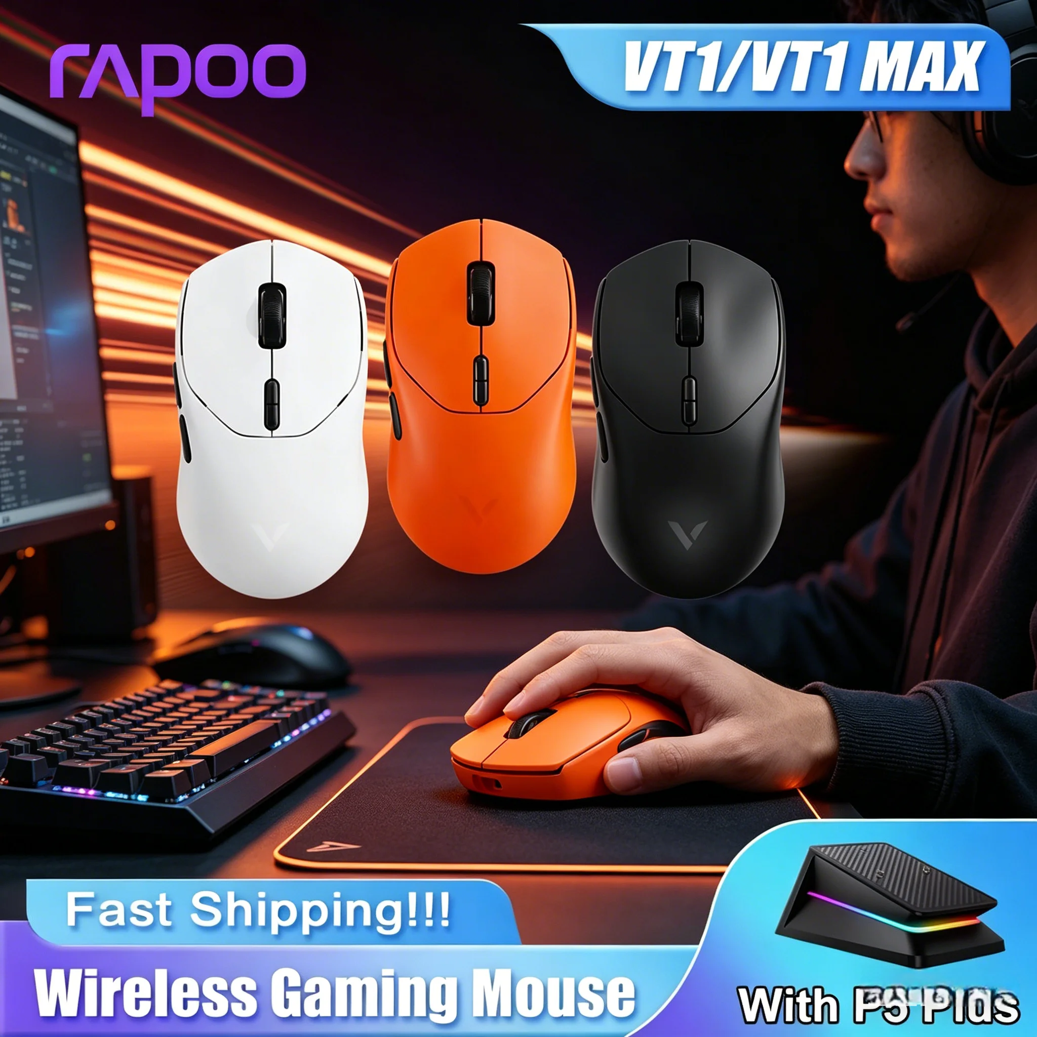 High Precision True 8K Polling Rate Rapoo VT1 MAX GEN-2 Gaming Mouse 53g Ultra Lightweight