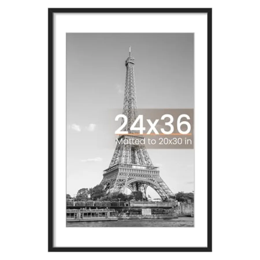 

24x36 Poster Frame Display Pictures 20x30 with Mat or 24 x 36 Without Wall Hanging Picture Frames 1 Pack