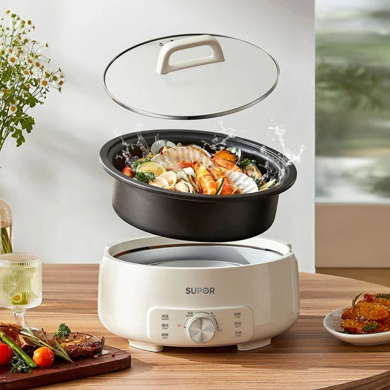 Electric frying pan new 4L electric hot pot split frying multi-function all-in-one household cooking pot electric cooker