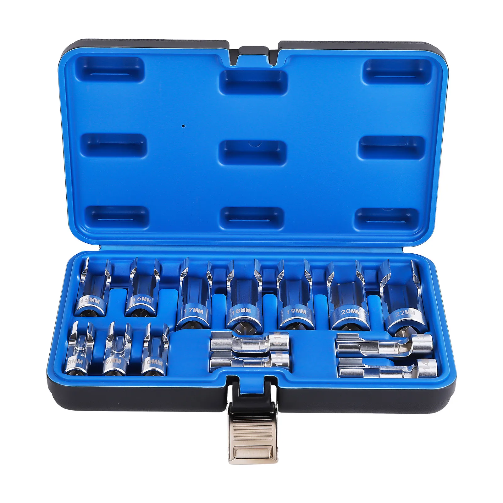 

3/8" 1/2" Drive Diesel Injector Fuel Line Socket Wrench Set Metric 8-22mm Flare