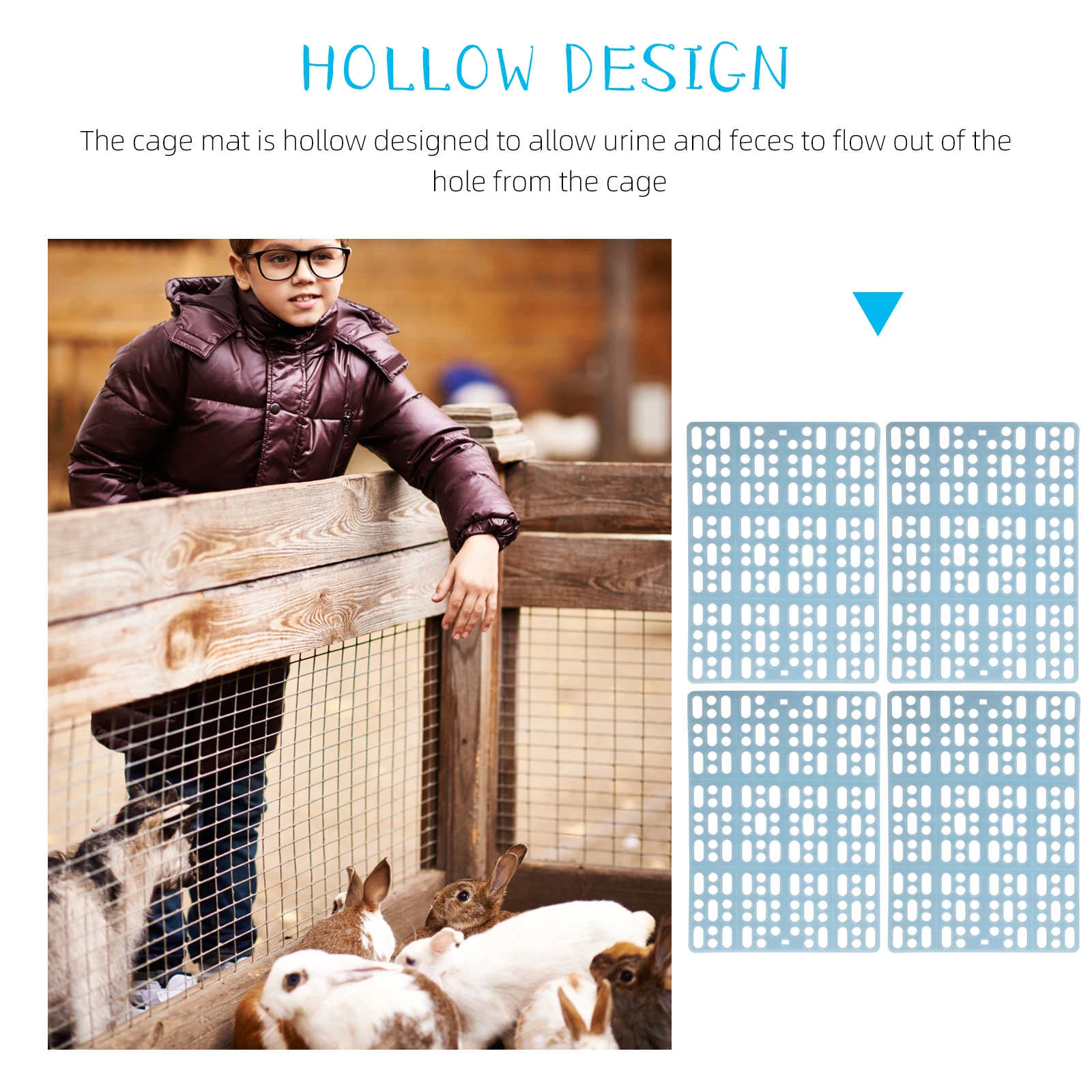 

4Pcs Sturdy Rabbit Cage Mats Durable Bunny Foot Pads Hollow Design Pet Foot Resting Pads Rabbit Cage Mat Holes Design Bunny Mats