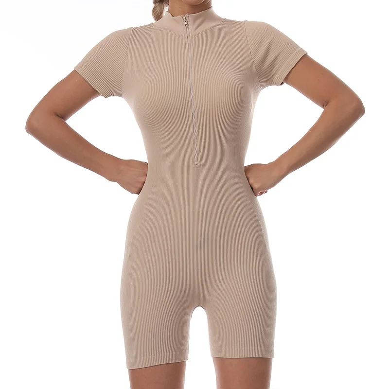 Traje De Yoga De manga corta para mujer, mono elástico, ropa deportiva ajustada para correr, ropa exterior, traje muscular, ropa De Academia