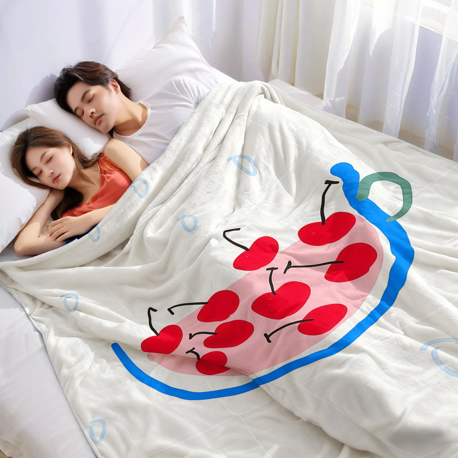 Cherry Cup Lightweight Microfiber Soft Christmas Fleece Blanket Warm Cozy Throw for Bed Sofa Office Travel All Season