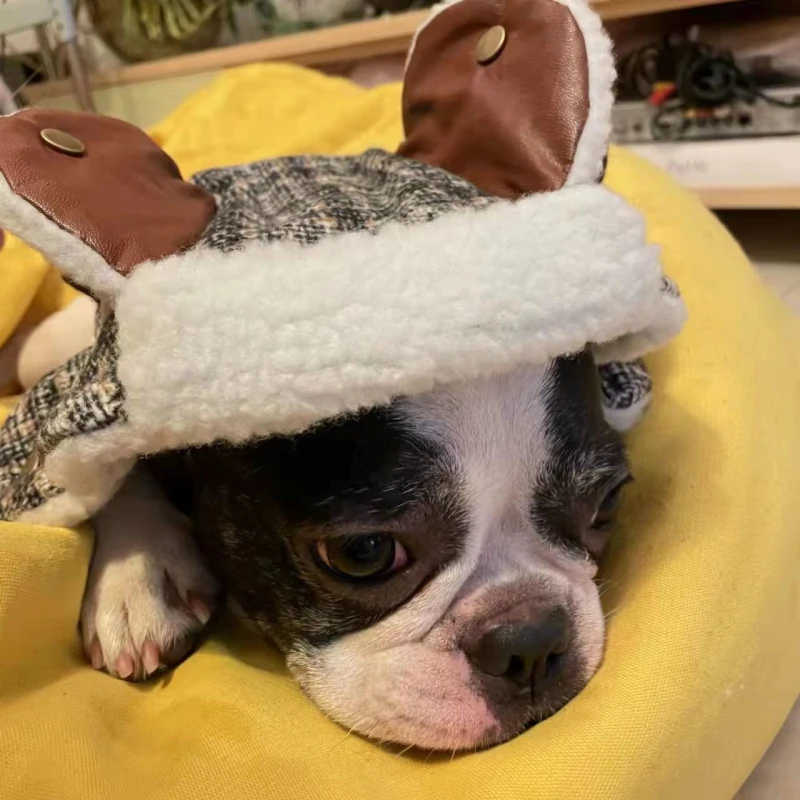 Winter Dog Hat Pug French Bulldog Dog Caps Warm Pet Costume Dropshipping Pet Products Dog Supplies