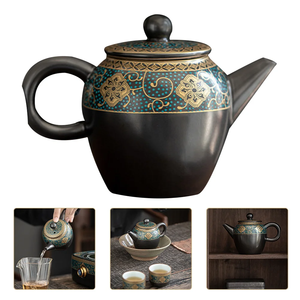 

Декоративный винтажный керамический чайник в китайском стиле, термостойкий эмалированный цветной бытовой чайник, чайник, керамический чайник