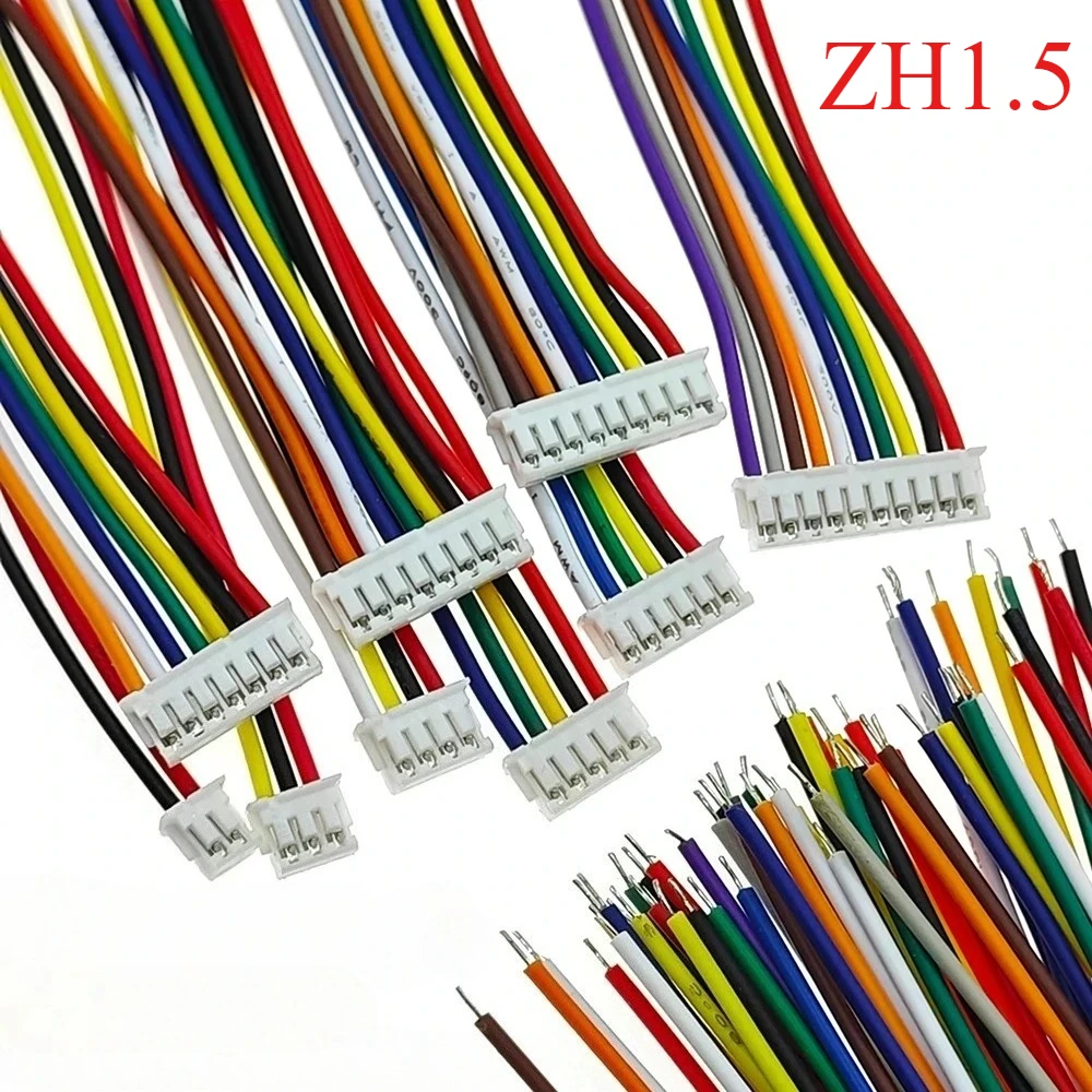 

10pcs ZH 1.5mm 2/3/4/5/6/7/8/9/10/11/12Pin 60/200/500mm Terminal Crimp 28AWG JST Connector Electronic Wire to Board Cable