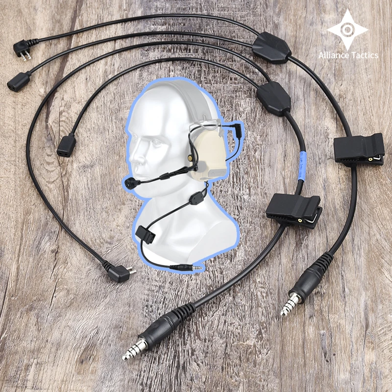 

Tactical WC001 U94 PPT push to talk Communication headset cable for C3 wiress version earphones 7.0 interface airsoft accessori