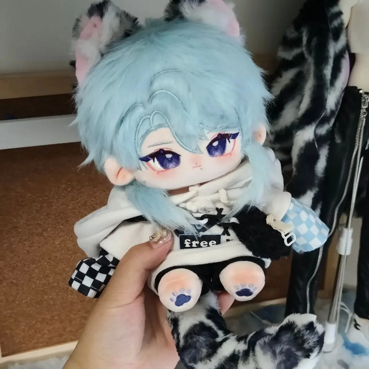 20CM Plush Toy Attribute Kamisato Ayato Anime Genshin Impact Game Stuffed Figures Cartoon Plushies Ears Tail Birthday Present