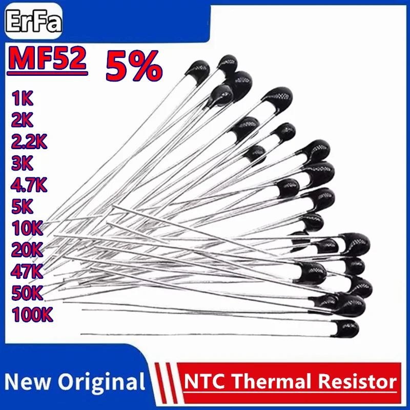 

10pcs MF52 NTC-MF52AT 3950 3950K NTC Thermistor Thermal Resistor 5% 1K 2K 2.2K 3K 4.7K 5K 10K 20K 47K 50K 100K ohm