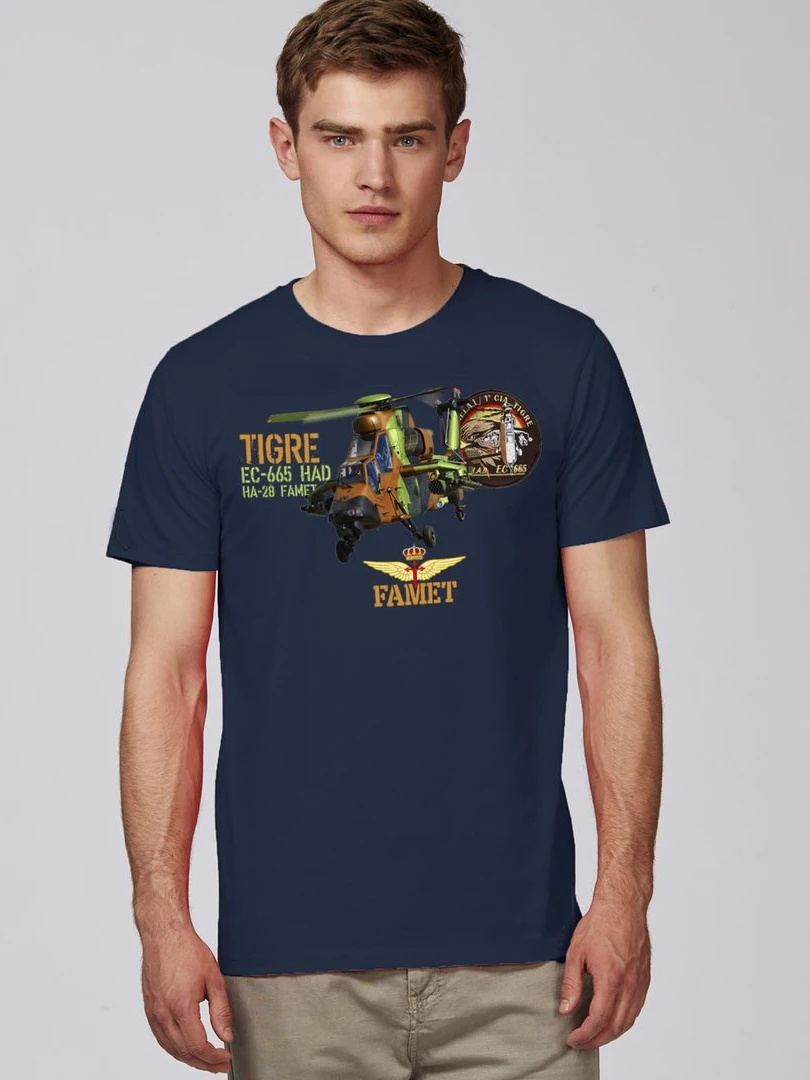 Spanish Army Famet EC-665 Tigre Helicopter T-Shirt. Summer Cotton Short Sleeve O-Neck Mens T Shirt New S-3XL