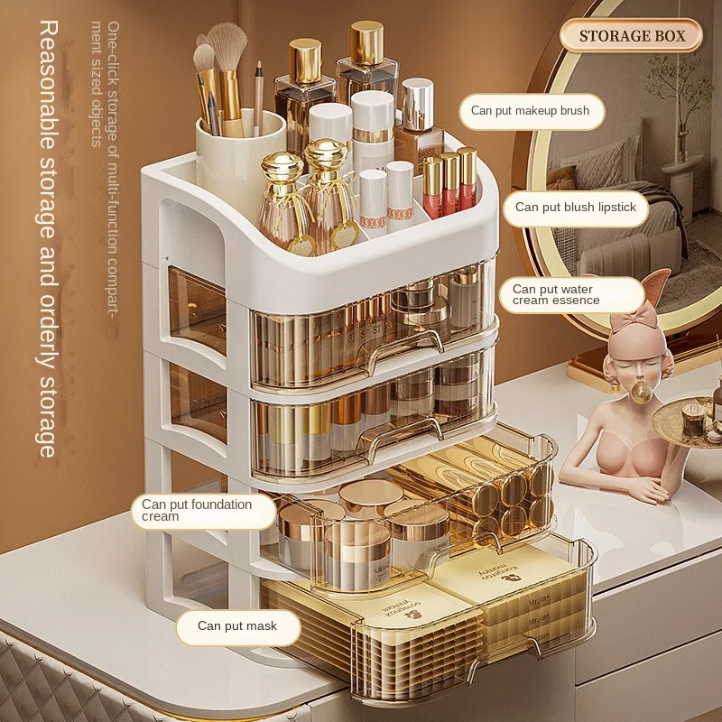 

Cosmetics Storage Box Makeup Brush Lipstick Shelf Dustproof Skin Care Mask Storage Box Dressing Table Cosmetic Case