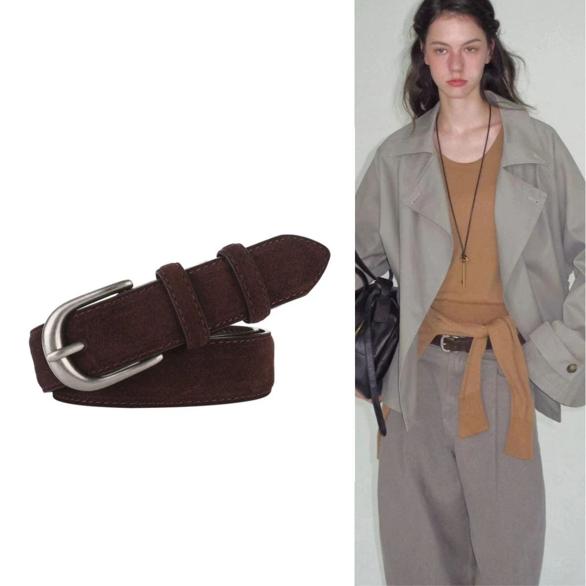 レディース用スエードレザーベルト |   ファッションノットベルト調節可能なストレッチウエストバンド |   ジーンズ用シルバーバックルワイドゴムベルト