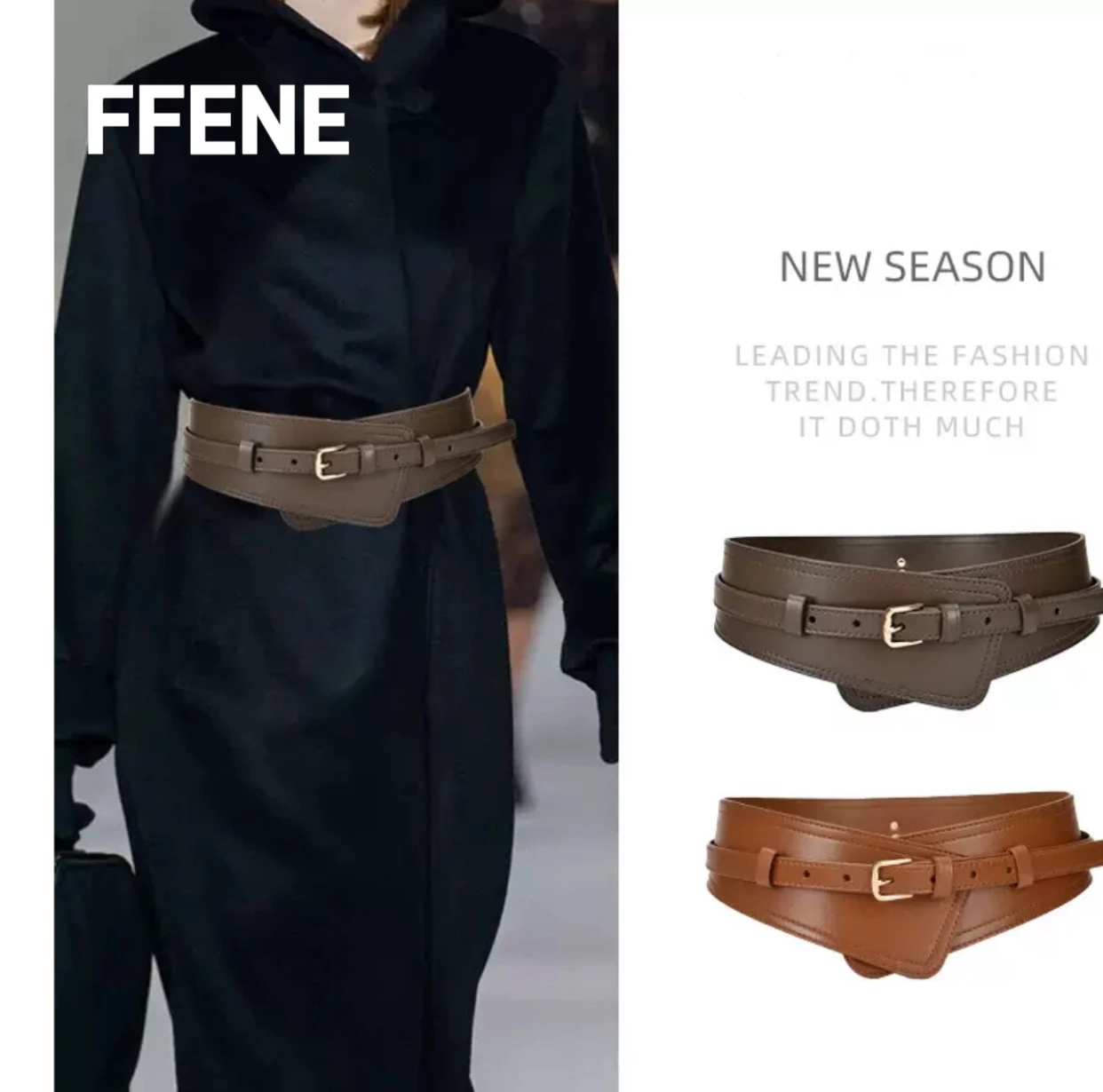 

New product, hot-selling style women's belt, fashionable and versatile, genuine cowhide material wide belt, waist cinching belt.