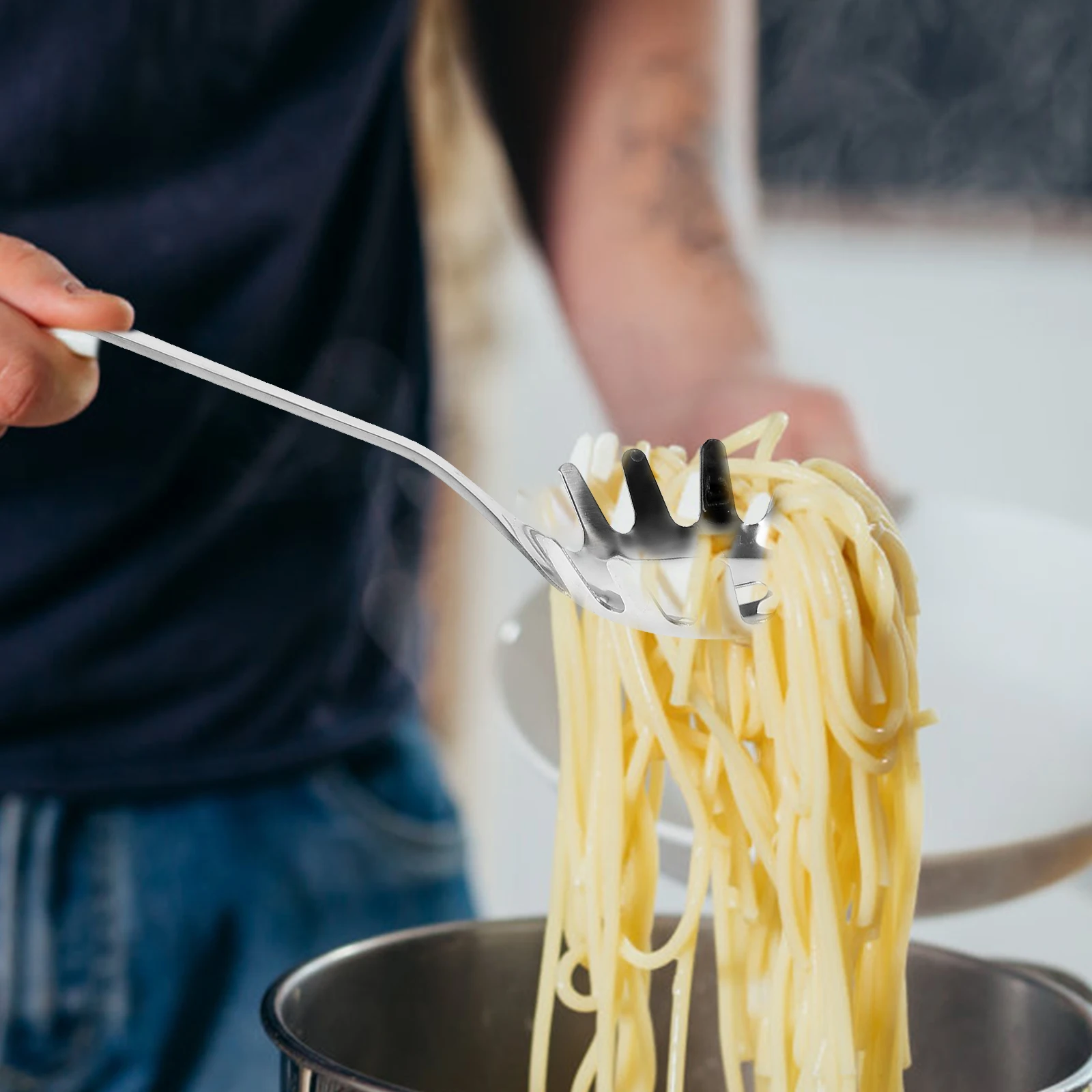 

2pcs Noodle Spoon High Temperature Resistant Spaghetti Server For Pasta Egg Dumpling Kitchen Utensil Cooking Spoon Serving Tool