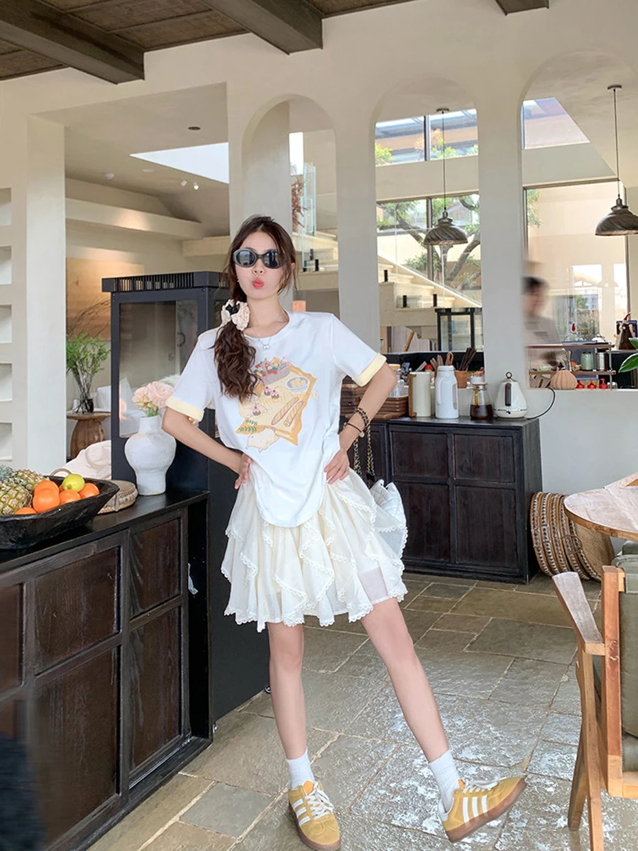 Asymmetric Heavy Design Sensation Half-length Skirt Women Summer Short Skirt Unique Yunnan Cake Skirt Midi Skirt Chiffon