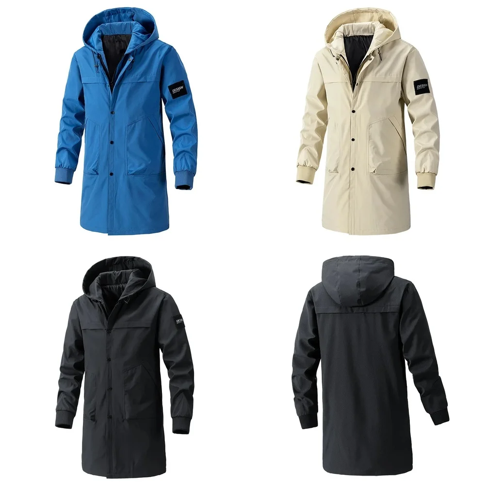 

Men's Trench Coat Plus Size Long Windbreaker Hooded Jacket for Spring Autumn 9XL