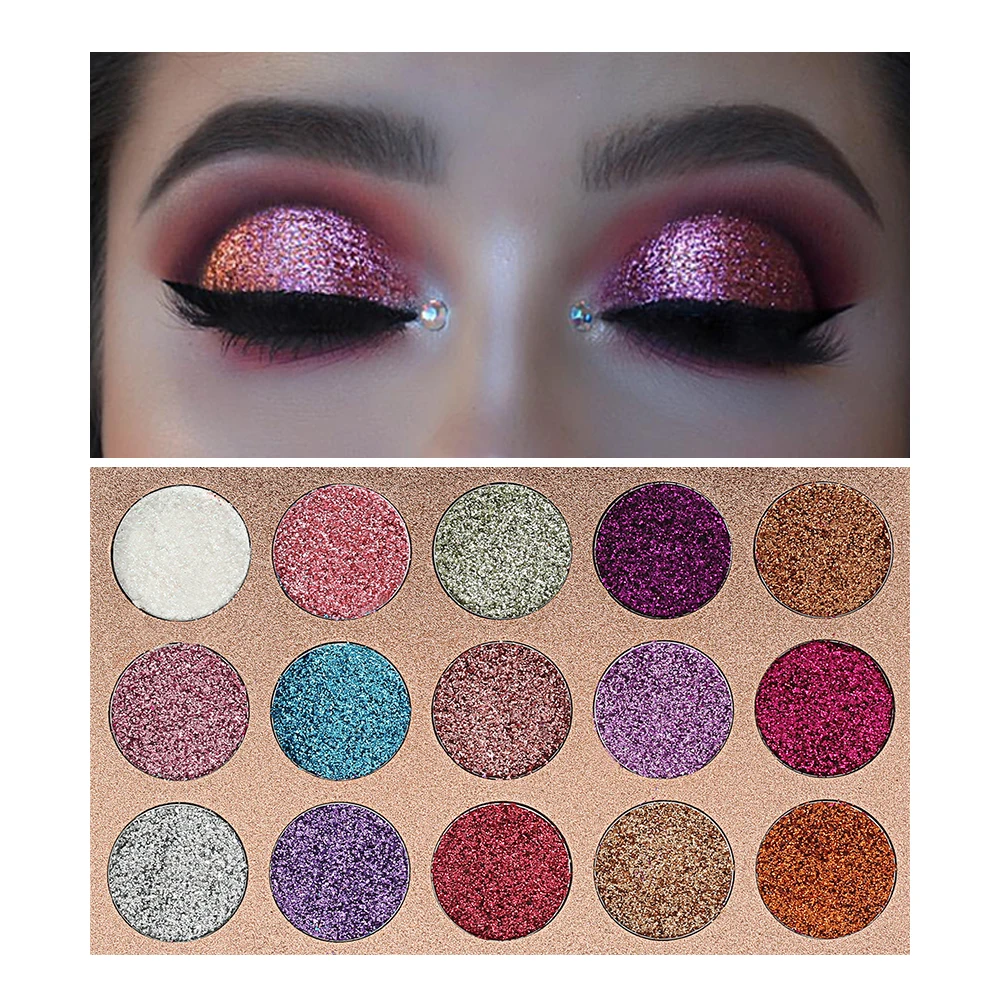 Beauty Glazed Eyeshadow Palette 15 Colors Glitter Shimmer Multiple Skin Tone Suitable Warm Neutral Eyeshadow Palette for Women