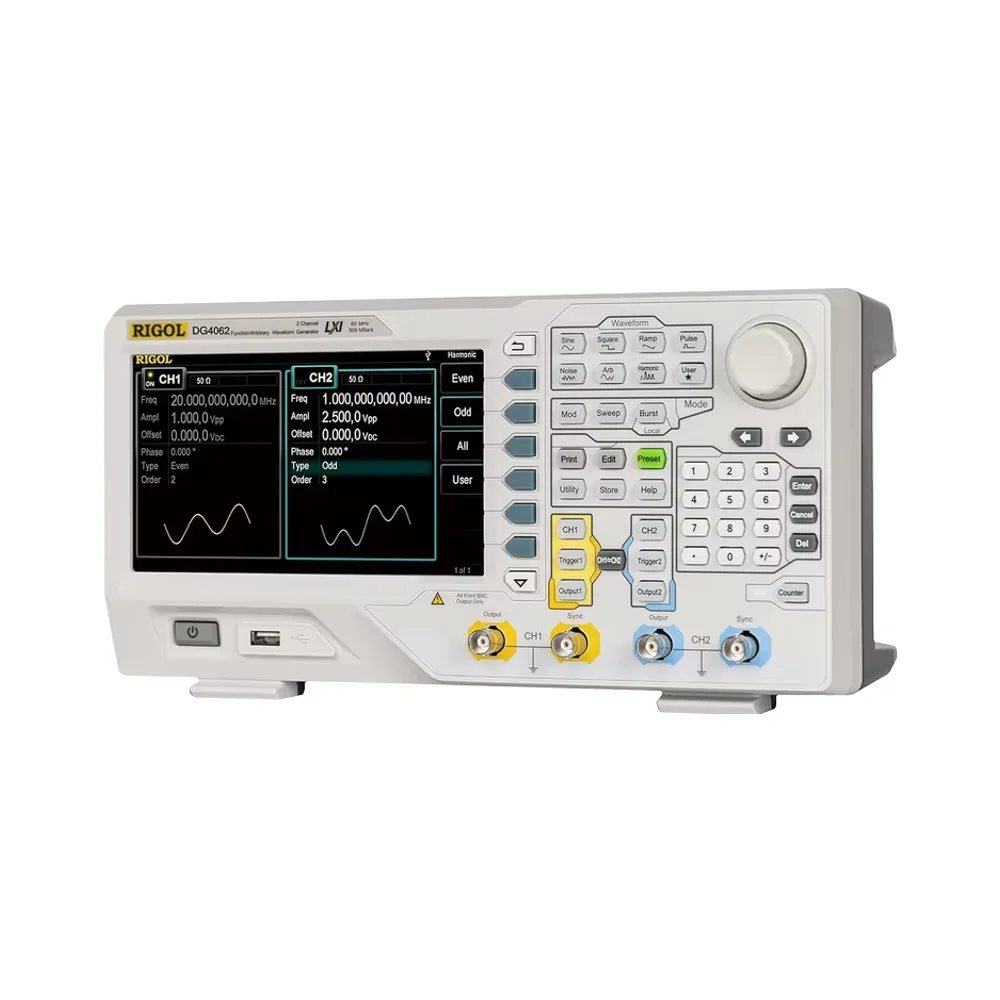 RIGOL DG4062 2-Channel Waveform Generator 60MHz 500Msa/s 7-inch WVGA Large Screen Accurate Measurement