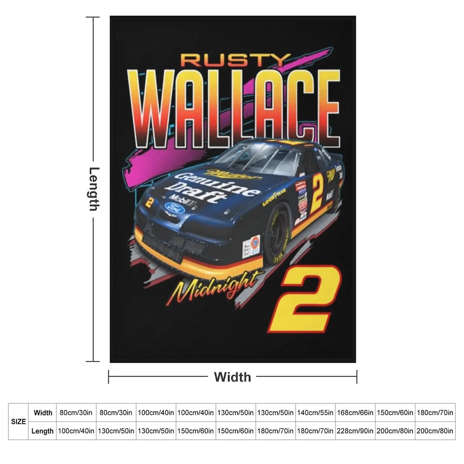 Rusty Wallace Vintage Nascar Car 2020 Black . Essential . Throw Blanket Hairy Thermal For Sofa Thin Blankets