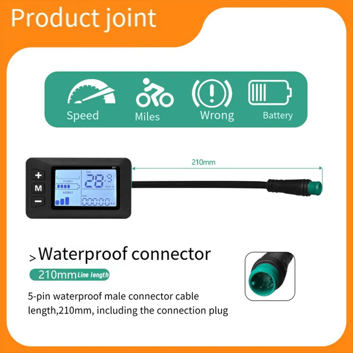 

Attractive- Bike 5-Pin LCD Speed Display Waterproof Design Multi Voltage Support 24V/36V/48V Electric Scooter Accelerator