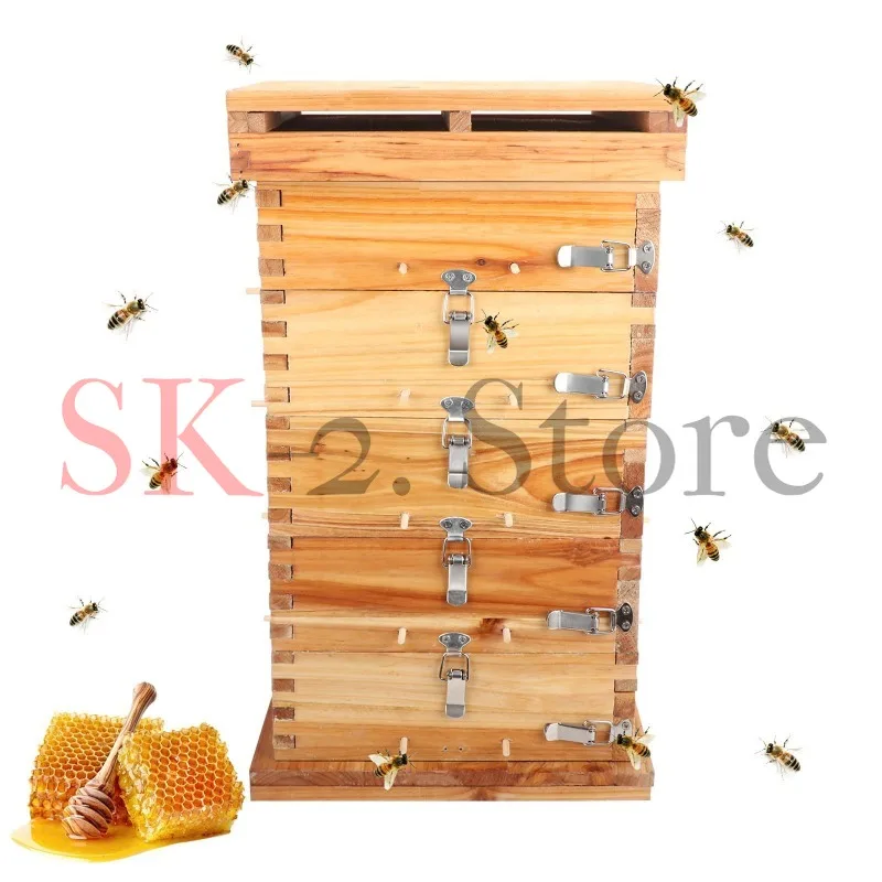 Medium bee lattice box, fir boiled wax, beehive, thick soil, bee box, bee trap, square lattice beekeeping tool