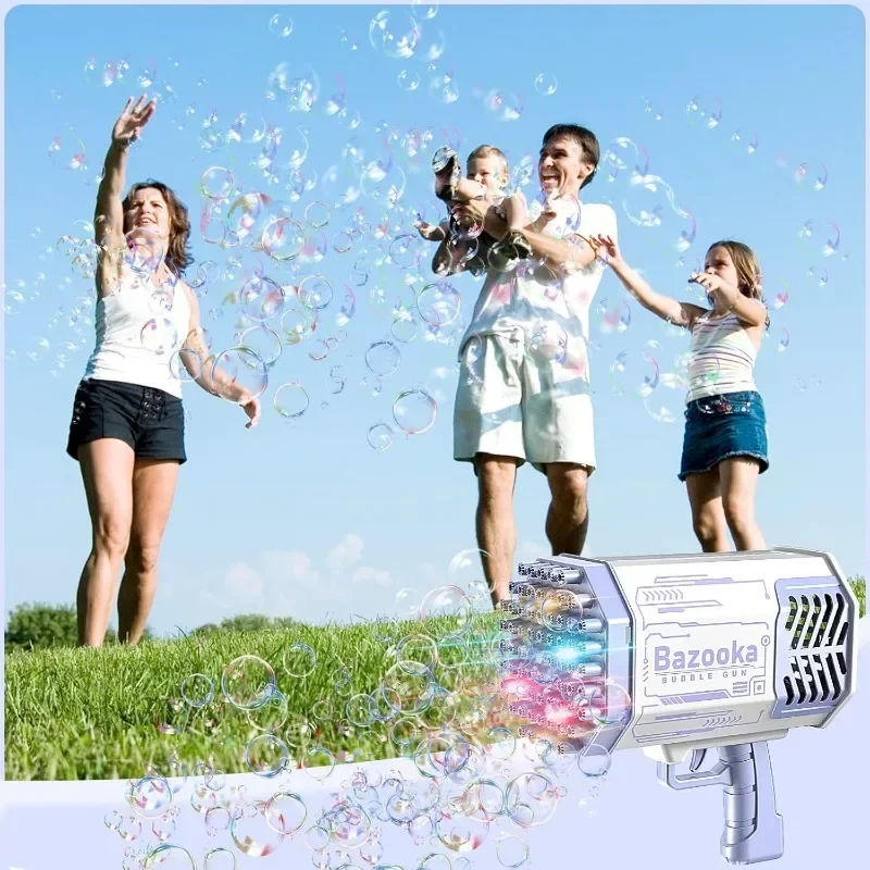 69 Holes Electric Fully Automatic Bazooka Bubble Gun Kids Soap Water Bubble Machine for Outdoor Games