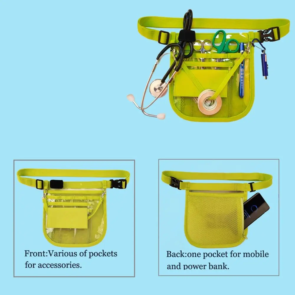 Waterproof Nurse Fanny Pack Multi-Compartment Portable Nurse Organizer Belt Metal Hook Adjustable Straps Nurse Waist Bag Women
