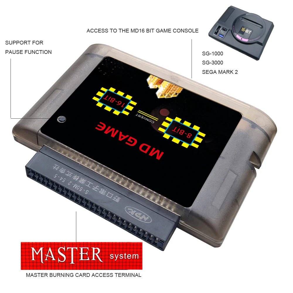 8-bit to 16-bit adapter for mega drive md master Master system sega Sms2 sg1000 paraSG-1000 SC-3000 adaptador adapta