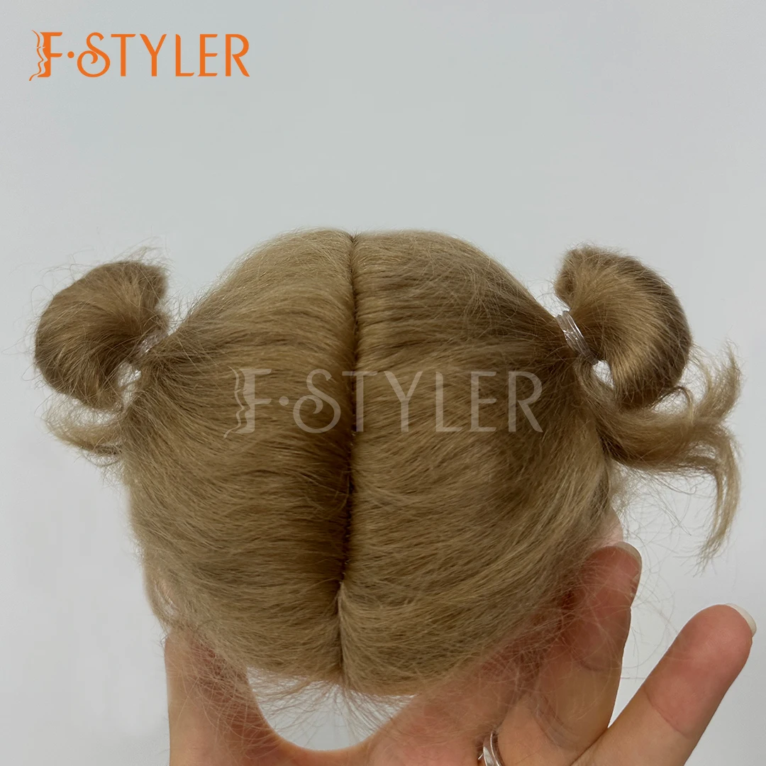FStyler BJD Pruik Mohair Zacht Haar voor 1/4 1/3 Pop Pruiken Dubbele Paardenstaart Fit 9-10 Inch Hoofd