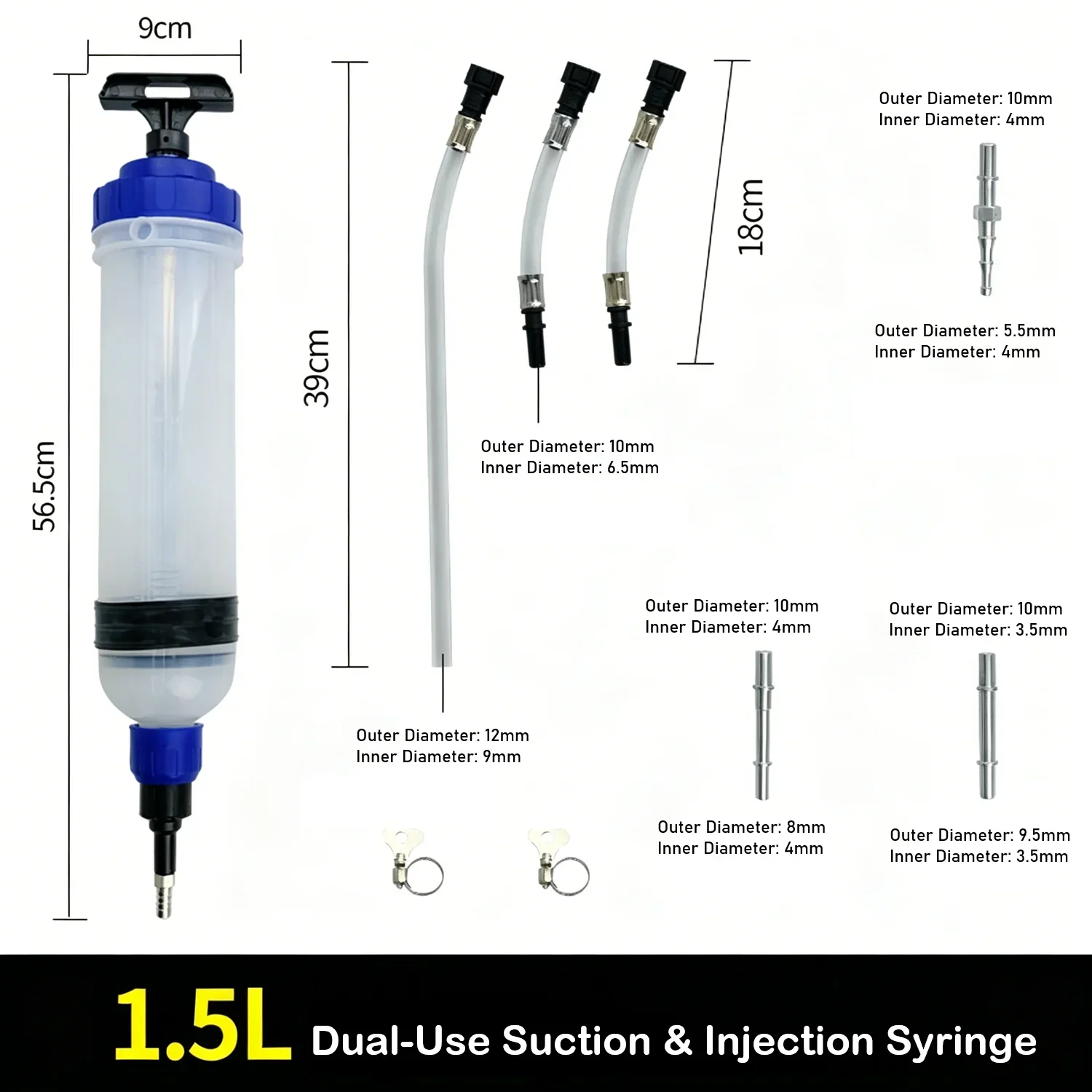 1500cc Manual Car Oil Fluid Extractor Suction Vacuum Brake Liquid Transfer Filling Syringe Injecting Pump For Fuel Gas Water