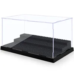 Minifigure Display Case for LEGO Action Figures Blocks,Clear Dustproof Acrylic Display Box Storage with 3 Movable Steps Gifts