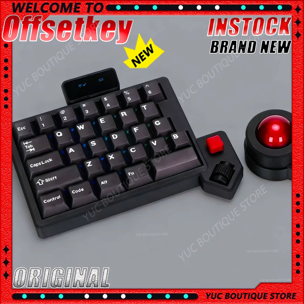 

НОВАЯ беспроводная игровая клавиатура Offsetkey Trackball, комплект разделенной клавиатуры, 2/3 режима, 2,4G, Bluetooth, роликовая кнопка, OLED-экран ZMKTeclado