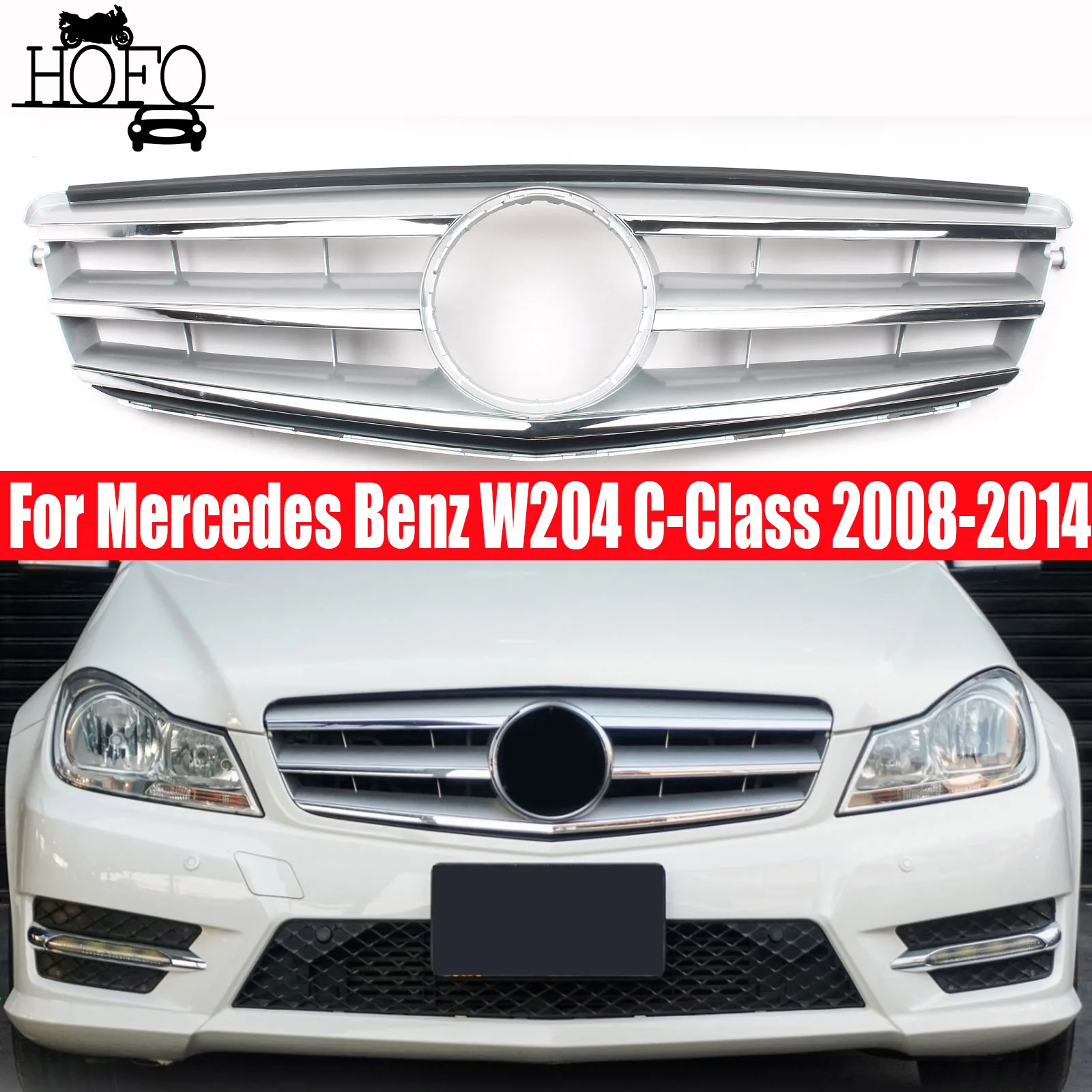 

For Mercedes Benz W204 C-Class 2008-2014 Front Hood Grille Racing Grill Grills Tuning 2009 2010 2011 2012 2013