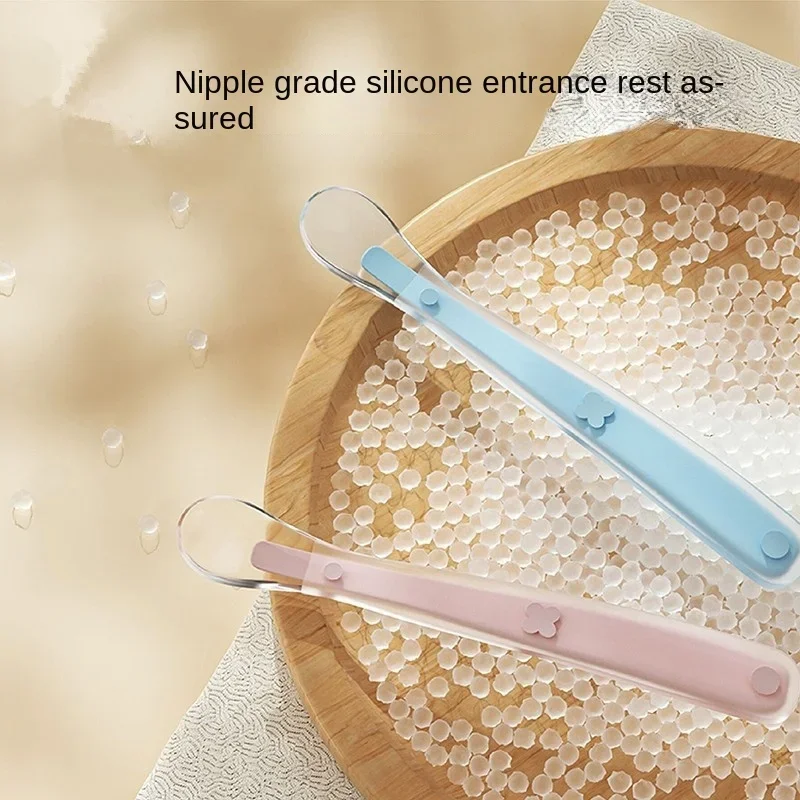 Cuchara De silicona suave para bebé, cucharilla De entrenamiento para alimentación De bebé, cucharilla De cabeza De silicona suave, Cosas De alimentación De bebé