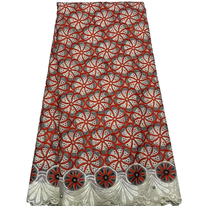 

fashion Nigerian Swiss Voile Lace Fabric High Quality 5 Yards Embroidery 2026 African Cotton Lace Fabric For Women Dress Sewing