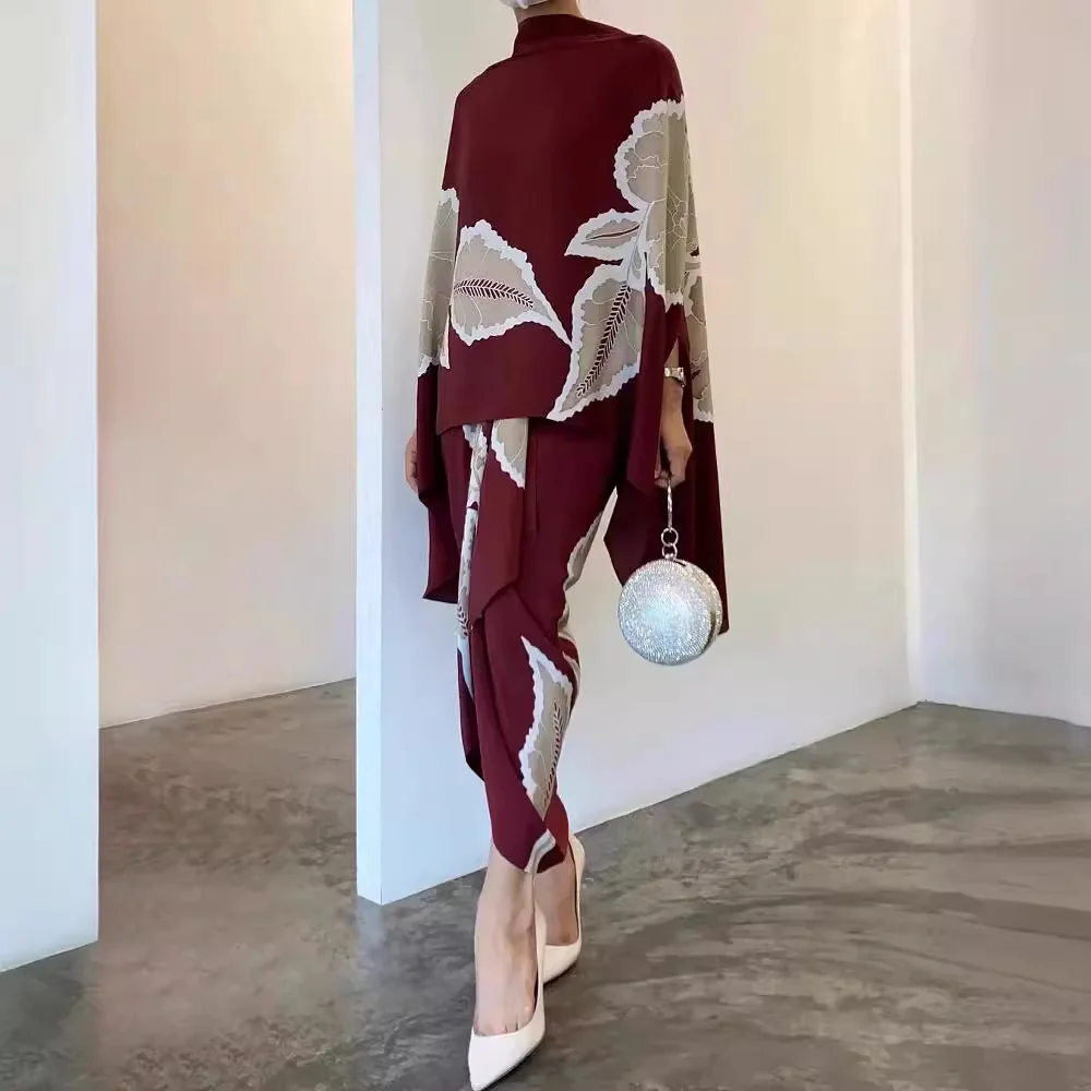 Conjuntos de falda larga estampados para mujer, capa de 2 piezas, Tops con mangas de murciélago, trajes, Vestidos, conjuntos de vestido largo elegante, Partyclub
