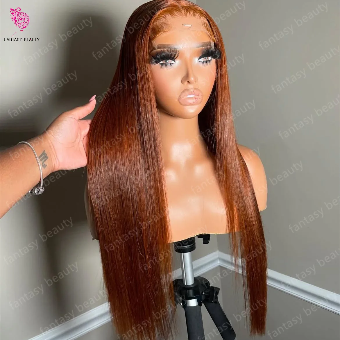 

Orange Brown 360 HD Lace Front Wig 13x6 Lace wig Pre-painted Remy Martin Full Lace With A Circle of Baby Hair 100 human hair Wig